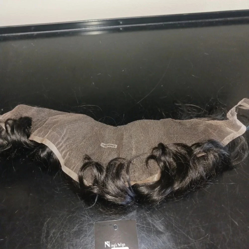 Nings Wigs 1B50 Lace Frontal Wavy Hair Piece Natural Black 50%‎ Grey